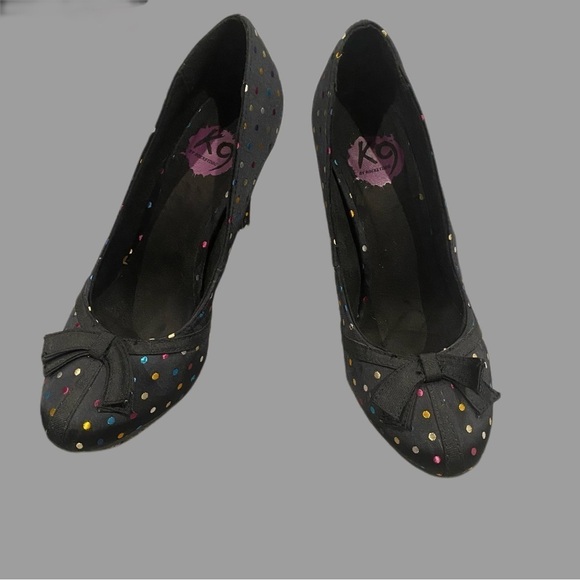 K9 by Rocket Dog Womens Size 8.5 M Black Slip On Polka Dots Heel Pumps - Picture 2 of 6